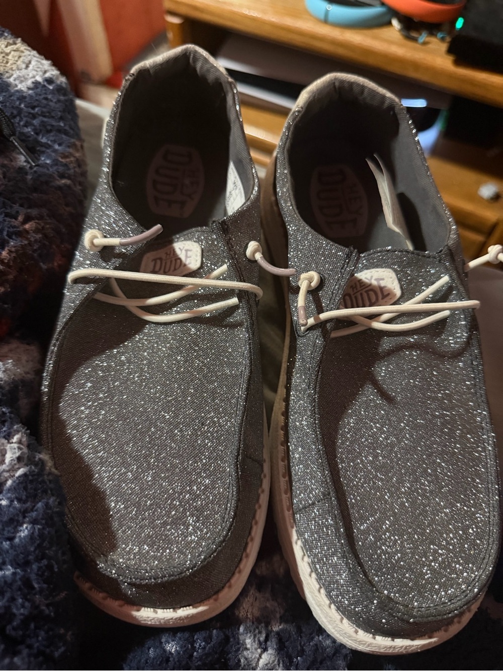 Hey Dude Sparkle Slip-On Shoes in Gray